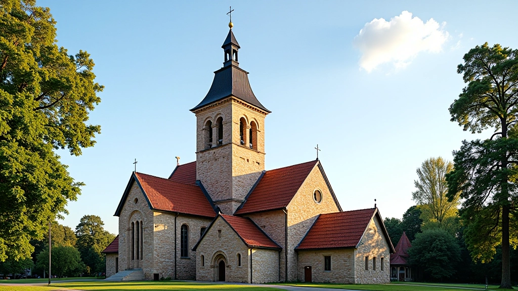 Šilalės bažnyčios bokštas su varpine, detali architektūrinė nuotrauka